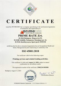 Certificate ISO 45001:2018